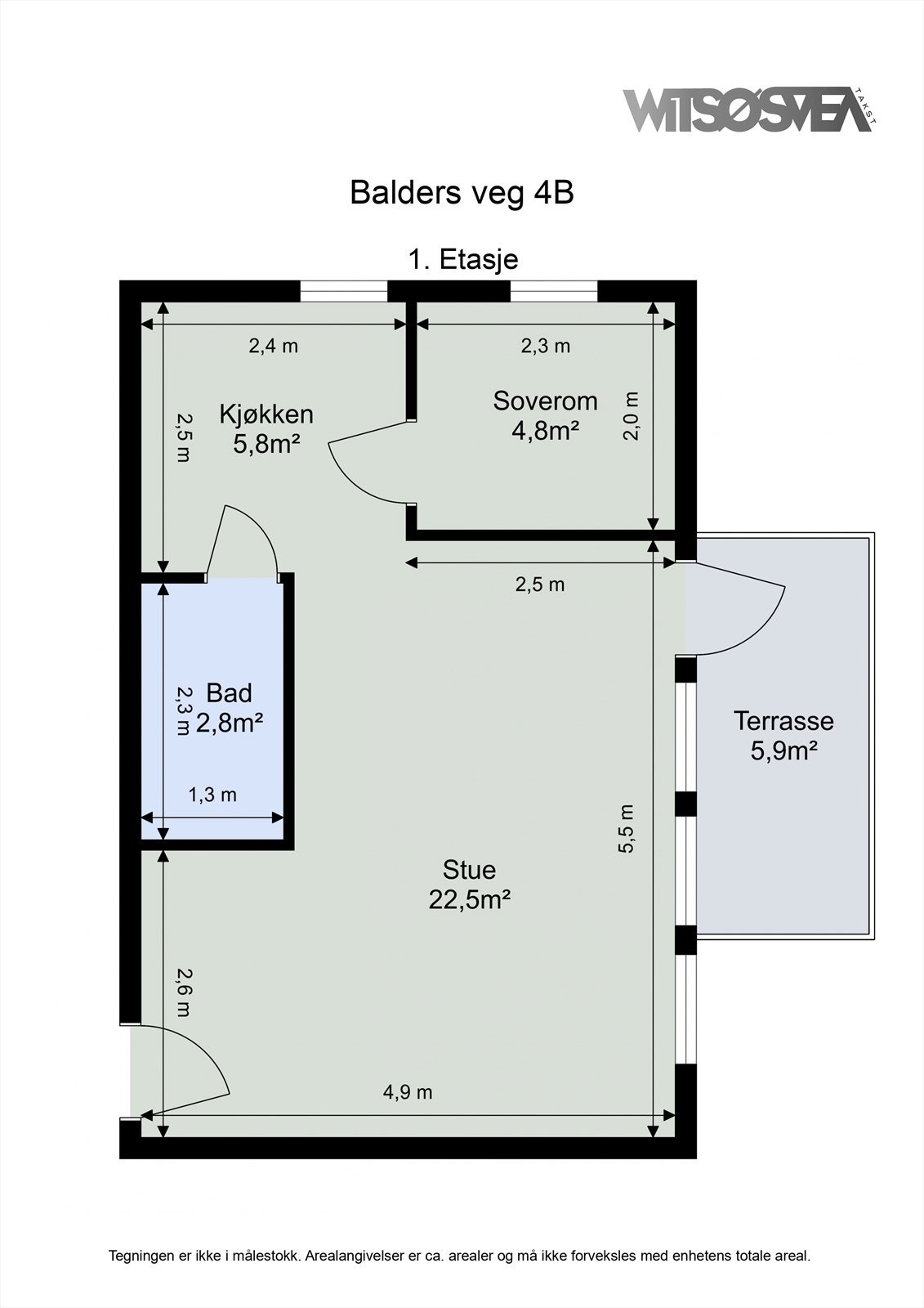 Leiligheten har fått ny planløsning med større soverom, flyttet inngang til bad og større inngangsparti. Stuen har god plass til både spisestue og TV-stue. Galleribilde