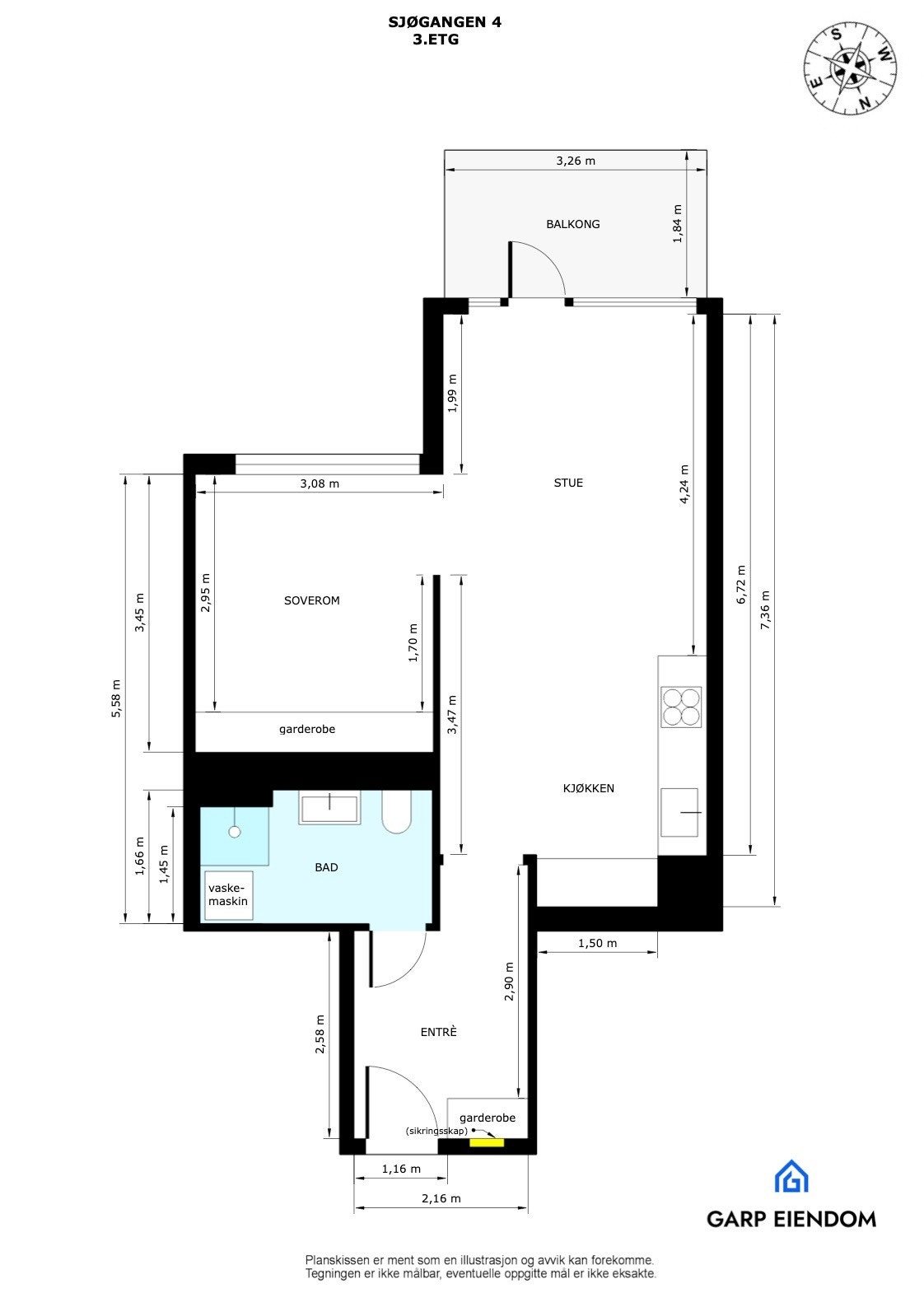 Målsatt plantegning - 3.etg Galleribilde