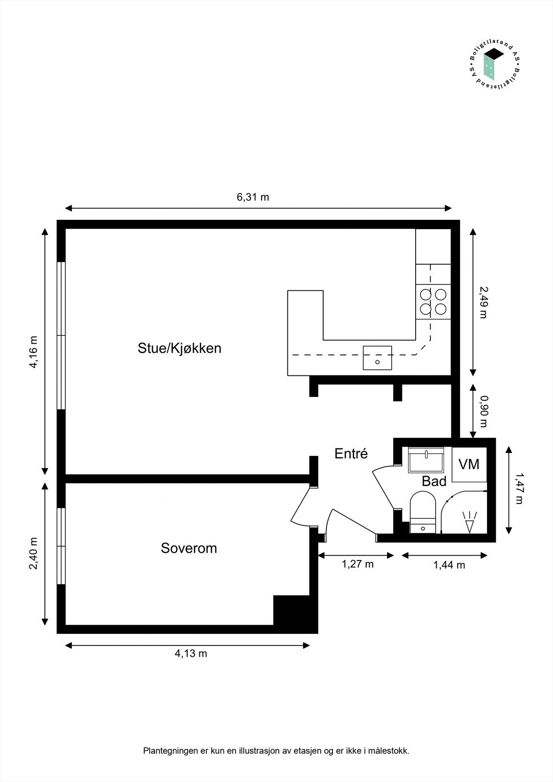 Takstmanns plantegning av boligen. Galleribilde