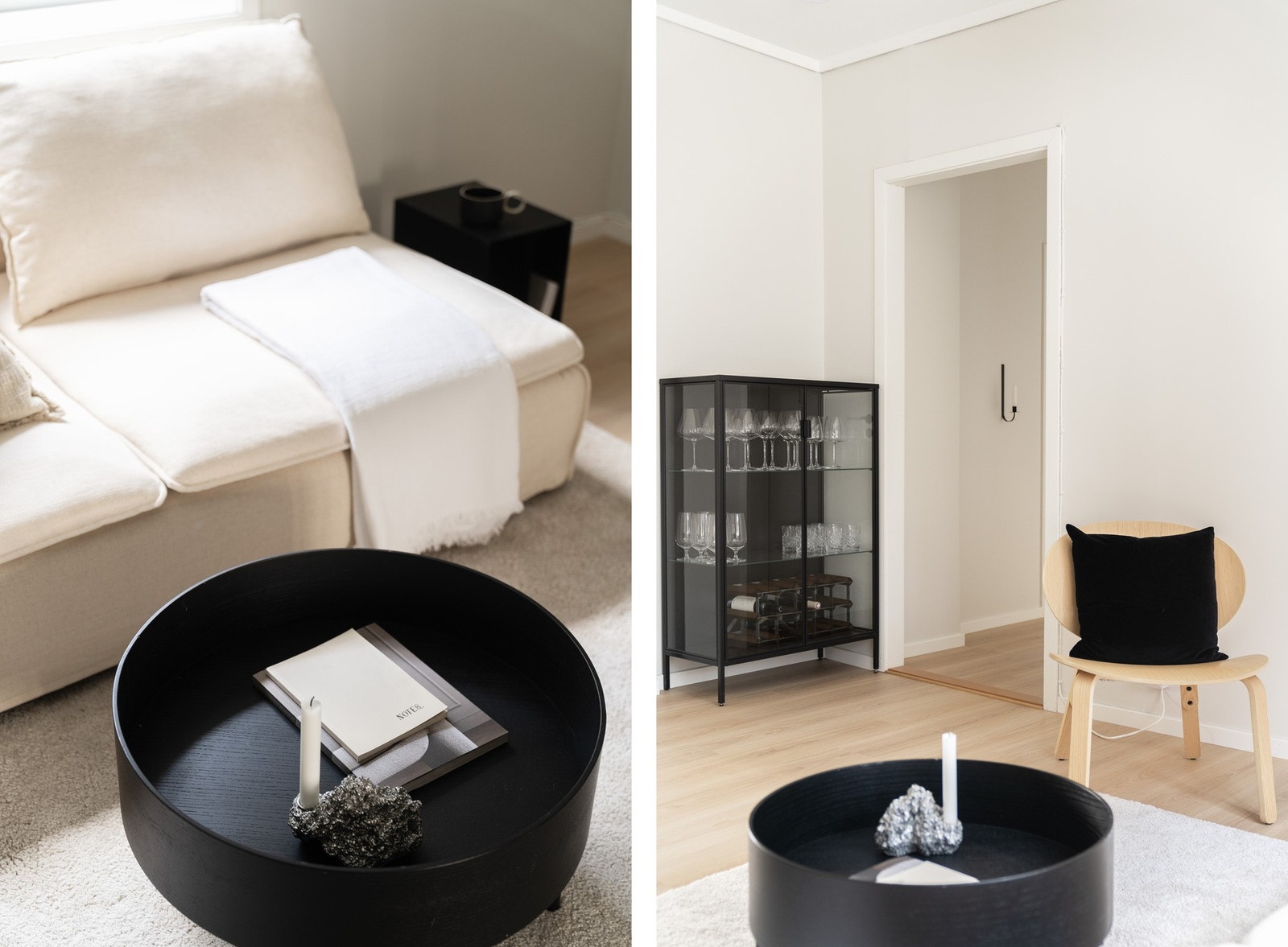 Lysmalte overflater og 1-stavs laminat på gulv. Galleribilde