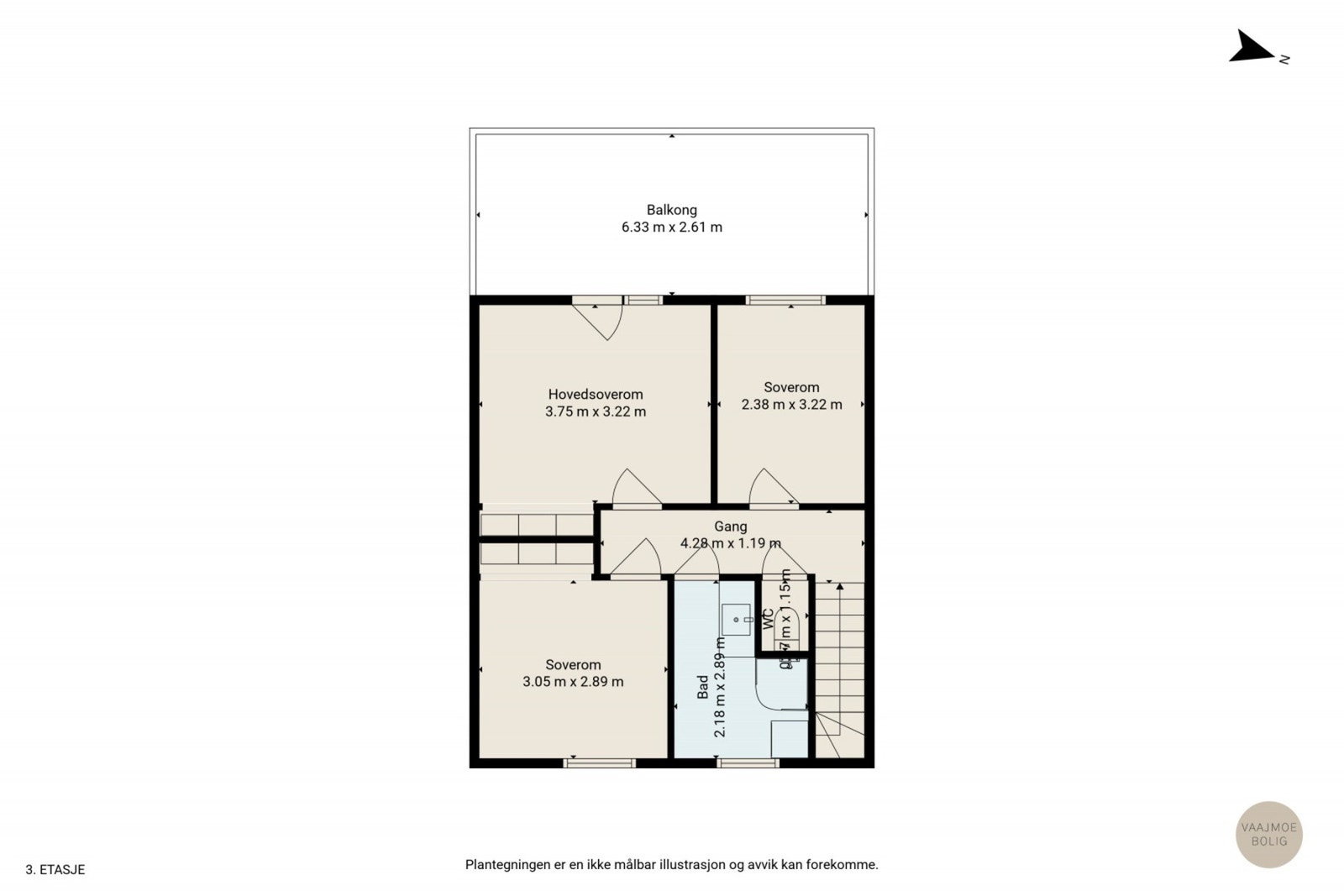 Plantegning av boligens overetasje Galleribilde