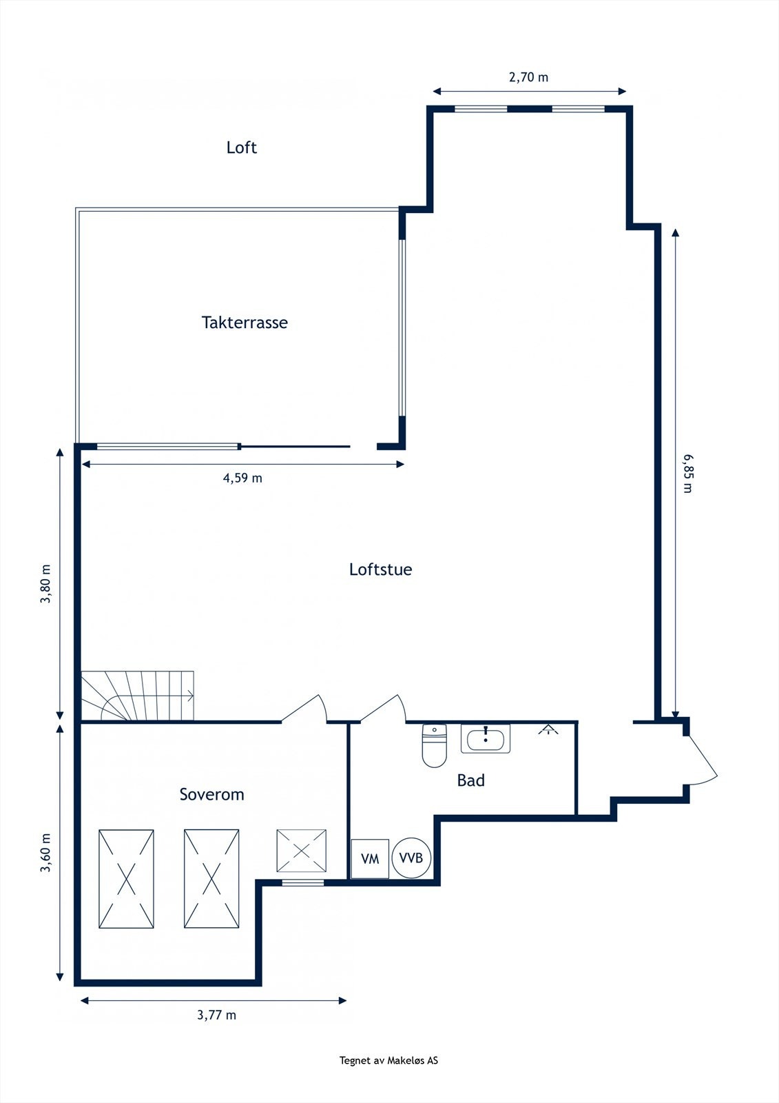Plantegning loftsetasje. Galleribilde