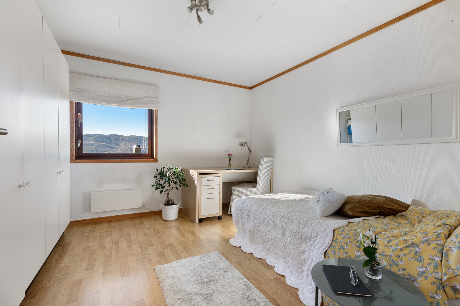 Det største av underetasjens to soverom er utstyrt med garderoberekke Galleribilde