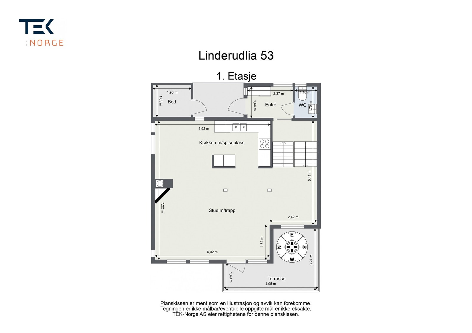 Plantegning Linderudlia 53, 1. etasje Galleribilde
