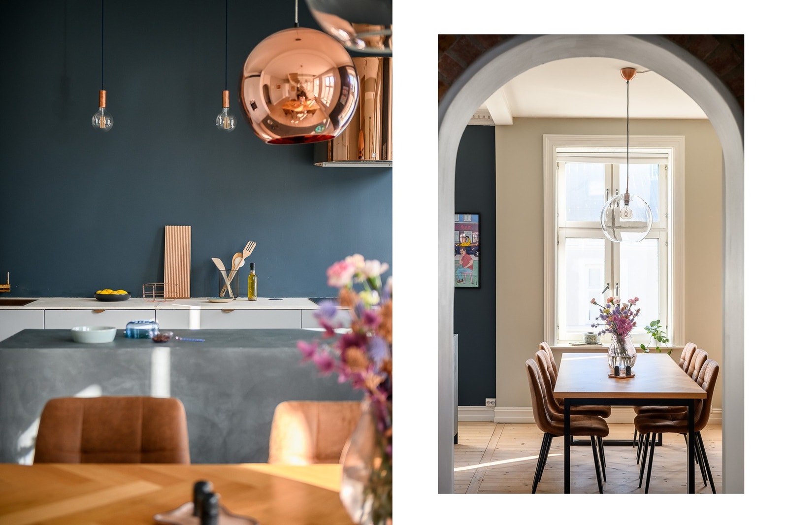 Legg merke til den buede åpningen mellom entré og kjøkken. Galleribilde