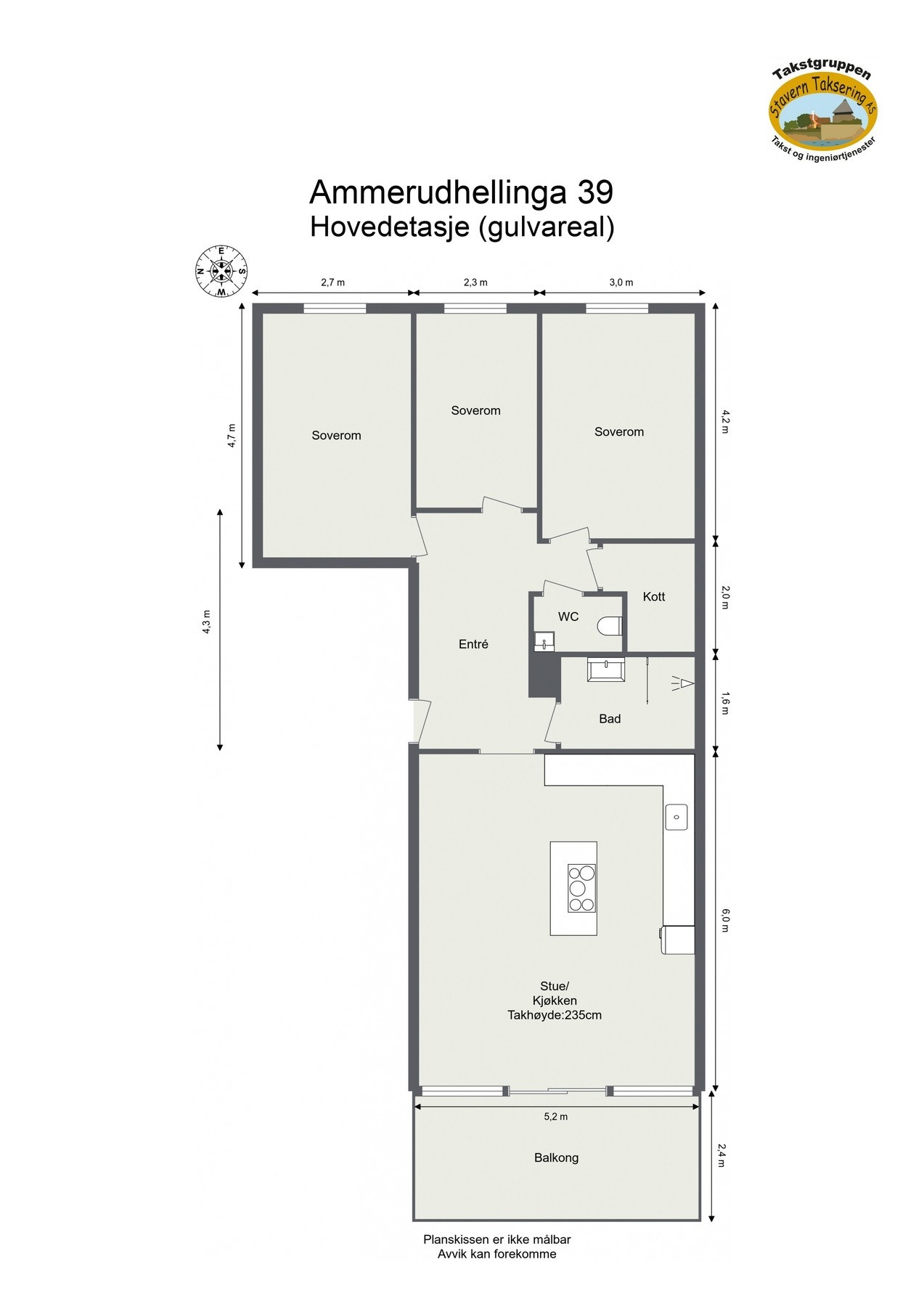 Oppmålt planløsning Galleribilde