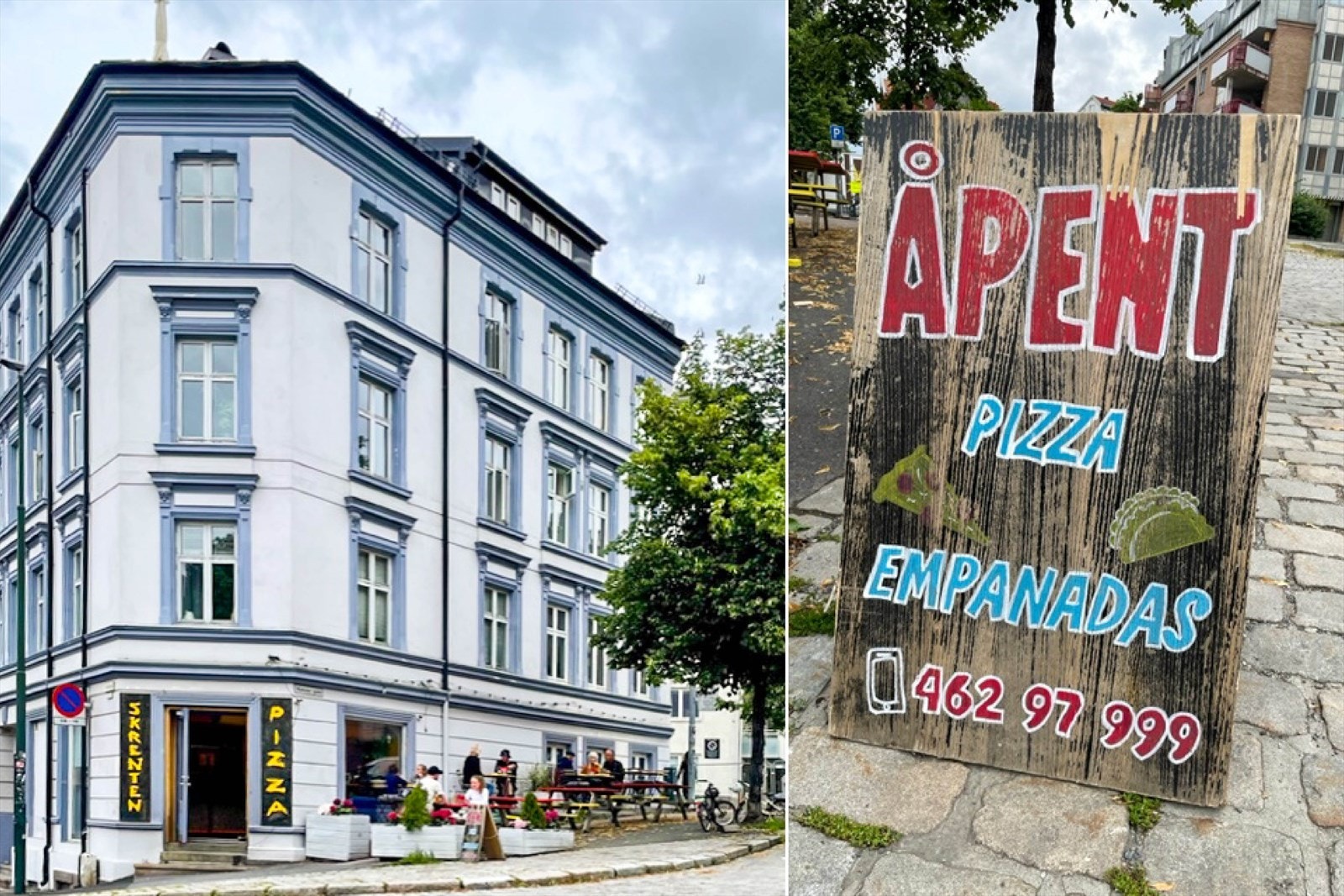 Skrenten pizza med uteservering og sjenkebevilling er en populær møteplass for nabolaget med bla. quizkvelder. Galleribilde