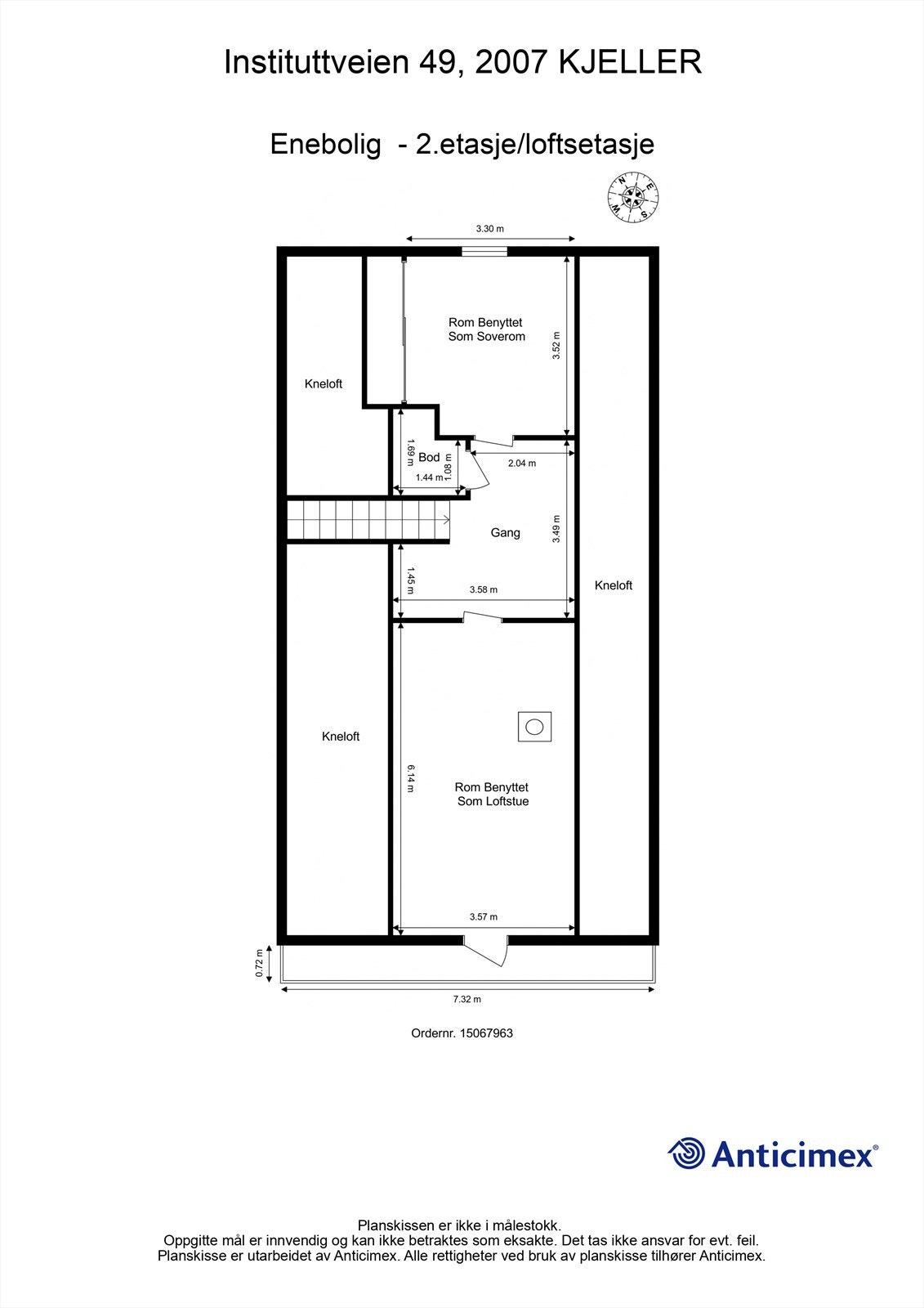 Plantegning- loftsetasje. Galleribilde