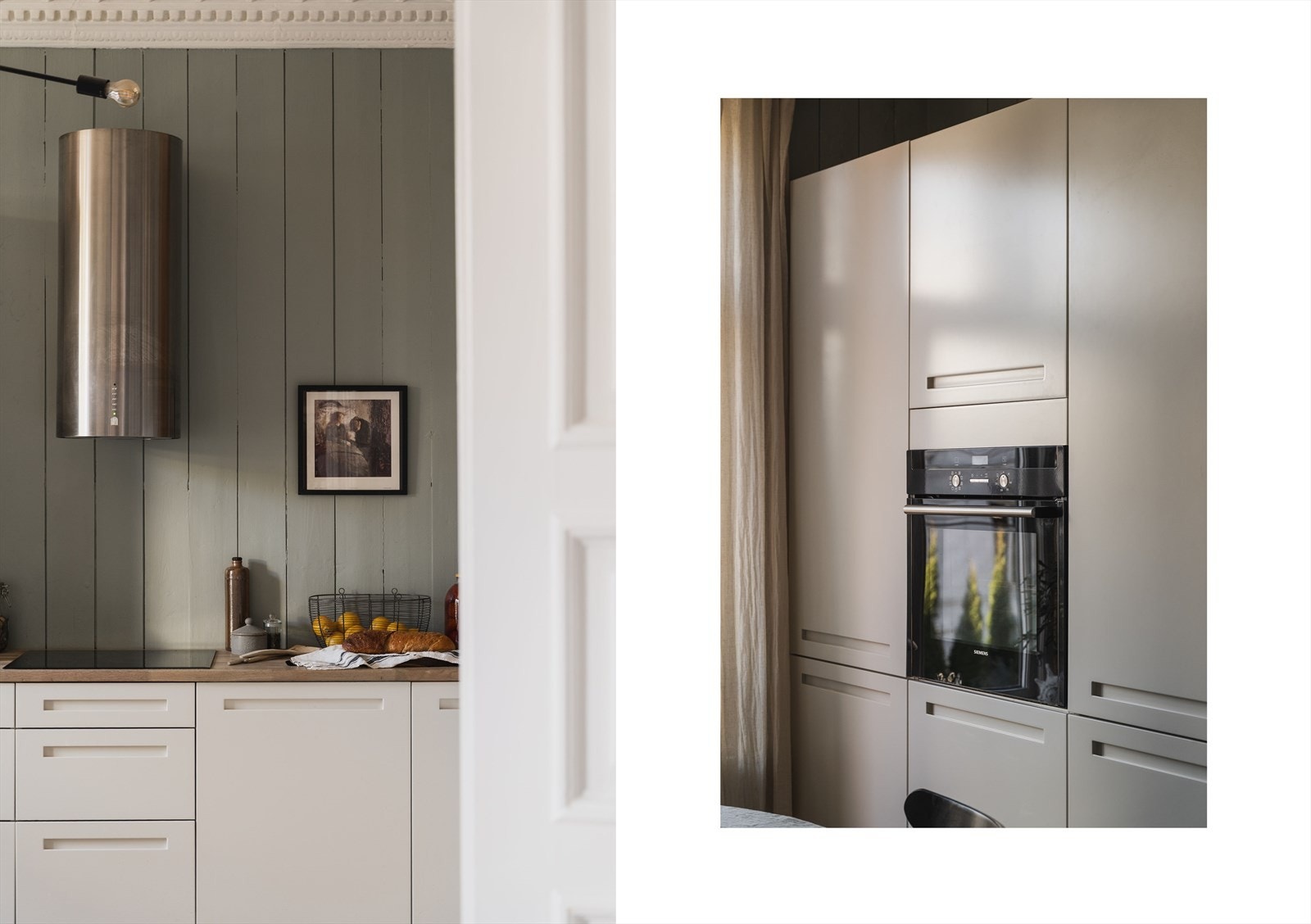 Kjøkkenet er fra HTH og har hvite, glatte fronter og innfelte gripehåndtak. Galleribilde