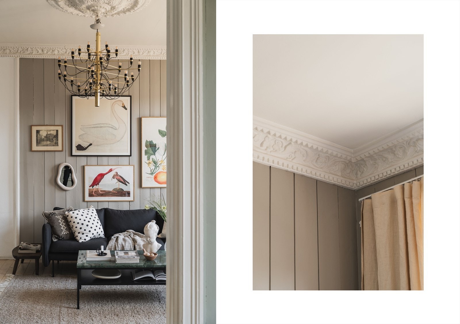 Nydelig klassiske detaljer med stukkatur/rosett og god takhøyde. Galleribilde