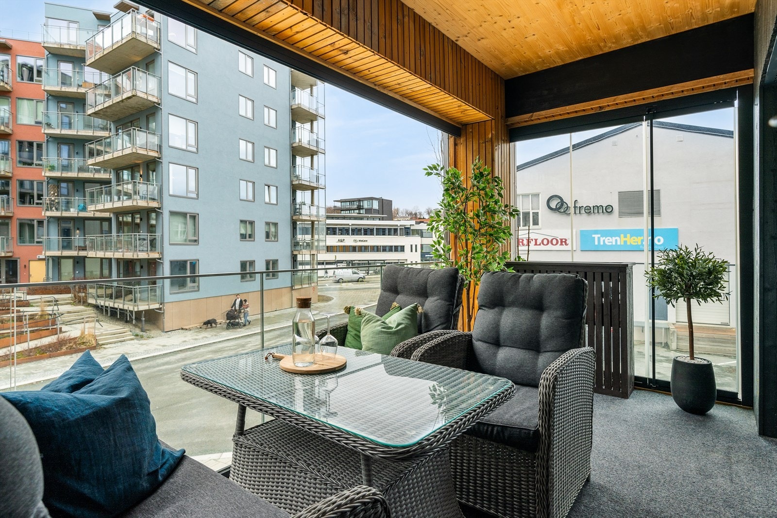 Det er tillatt med el- og gassgrill på balkongen. Galleribilde