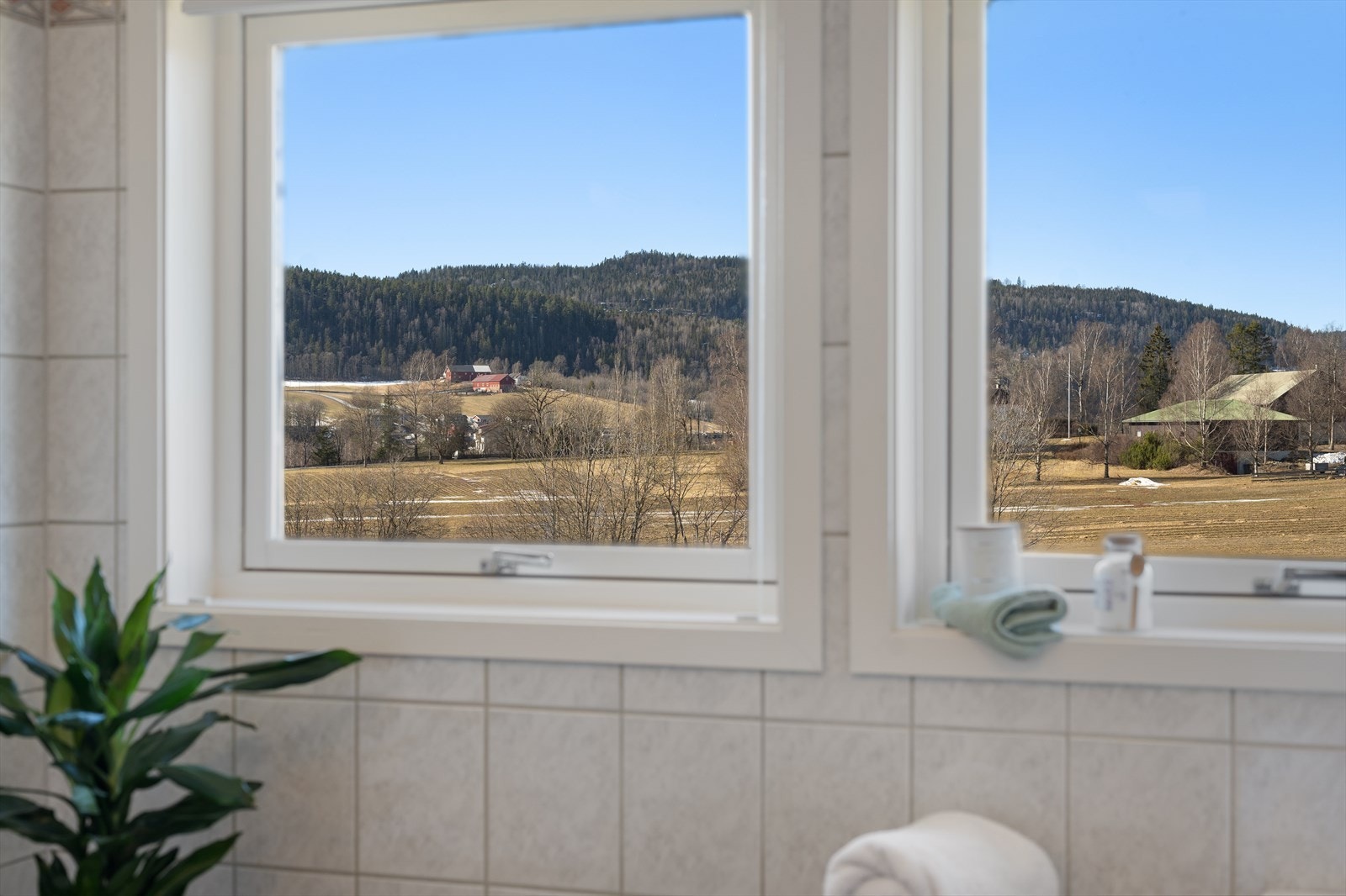 Store vindusflater som slipper inn rikelig med naturlig lys uten innsyn. Galleribilde