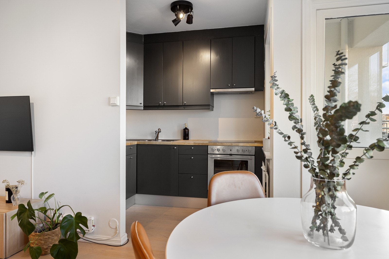 Det er godt med lysinnslipp i leiligheten. Galleribilde