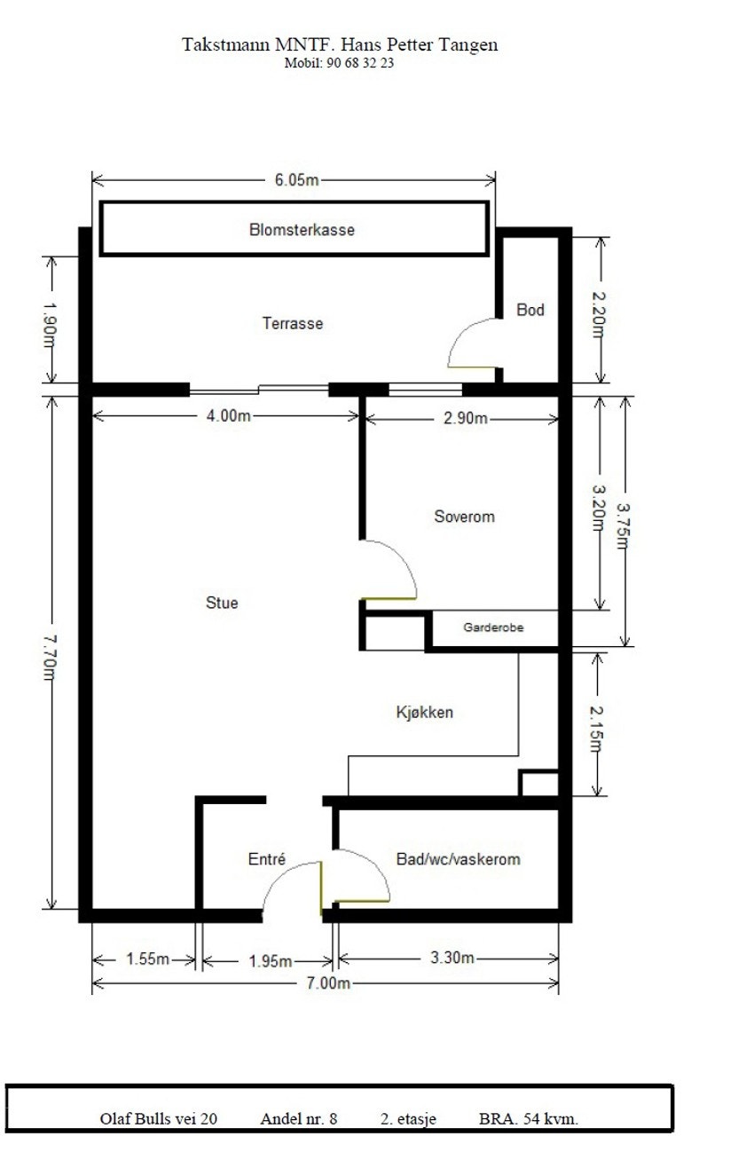 Plantegning Olaf Bulls vei 20. Galleribilde