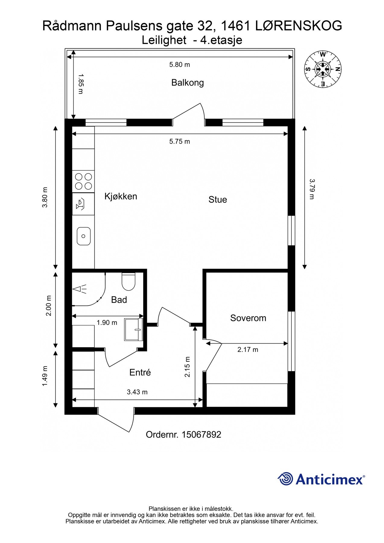 Planskisse av leiligheten. I tillegg medfølger 2 boder på til sammen 9 kvm! Galleribilde