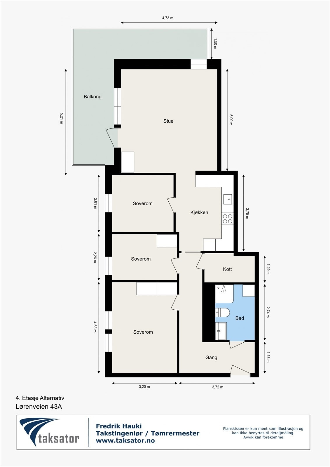 Lørenveien 43A - 4. Etasje Alternativ. Galleribilde