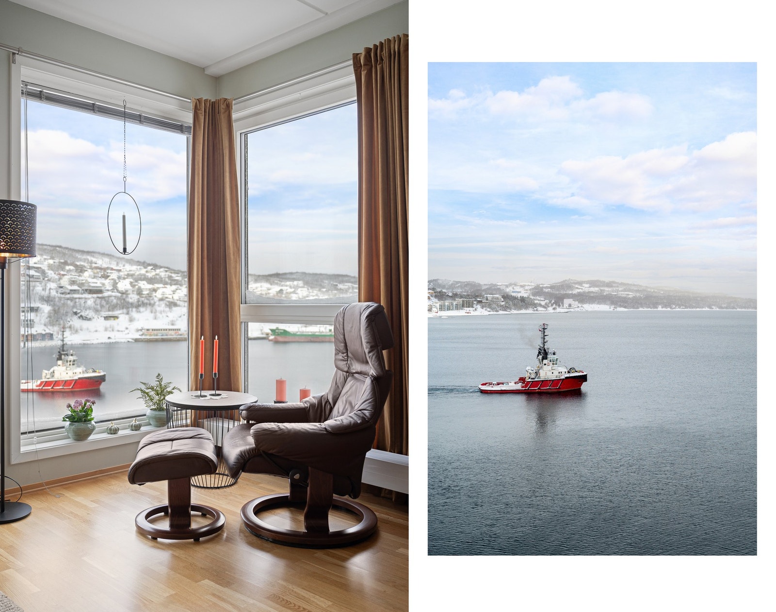 Perfekt med en godstol i hjørnet her - med god oversikt over skipstrafikk og havaktiviteten utenfor byen Galleribilde