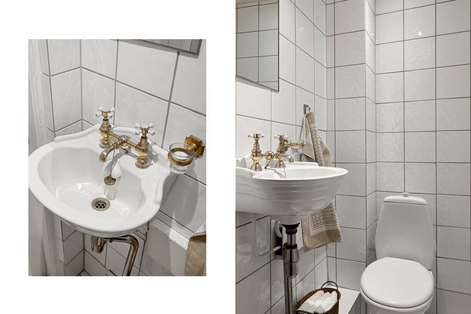 Separat toalettrom med klassiske detaljer som går i stil til resten av boligen Galleribilde