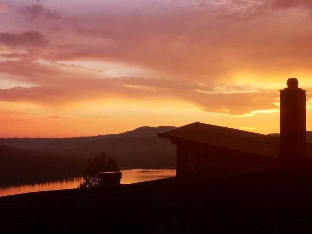 Solnedgang fra vinduet Galleribilde