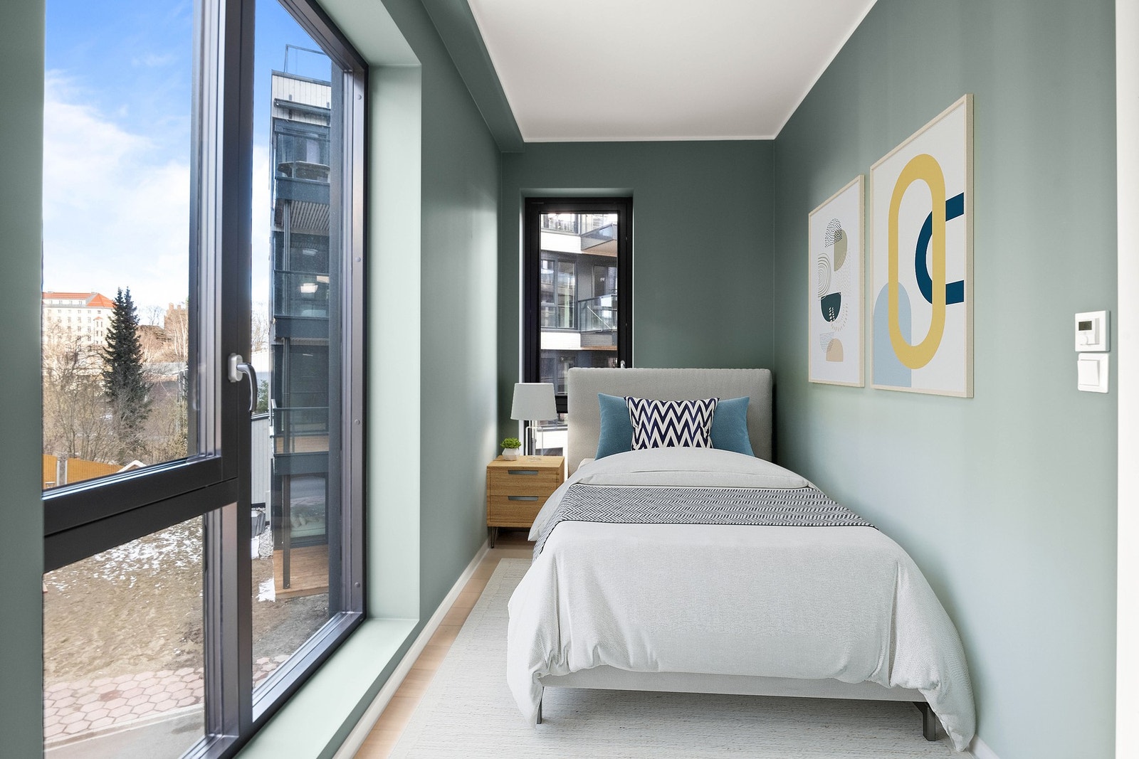 De to mindre soverommene har plass til seng, nattbord og fleksibel garderobeløsning etter eget ønske. Galleribilde