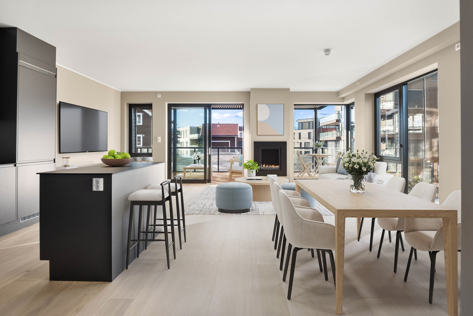 Leiligheten er ny, er ikke vært bebodd. Stor flott 4- roms leilighet med 3 soverom, 2 bad, stor stue/kjøkkendel Galleribilde