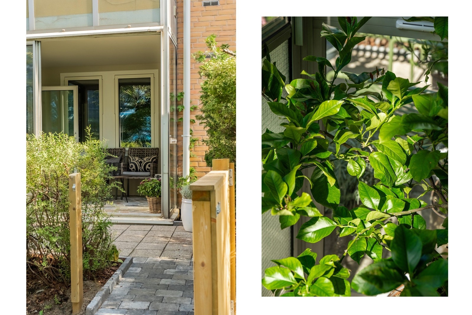 - Samtidig som leiligheten ble pusset opp, fikk uteplassen også en god dose kjærlighet. Uteområdet er avrettet, belegningsteinen renset og det er blitt satt inn ny port - Galleribilde