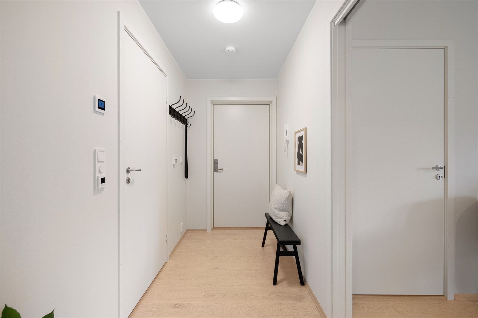 Lys og trivelig entré med god plass til oppbevaring av yttertøy og sko. Galleribilde