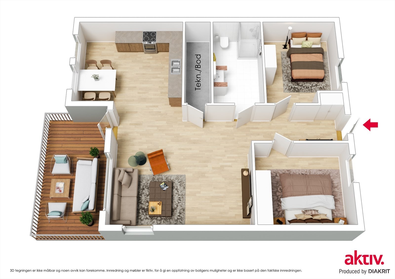 3D plantegning Galleribilde