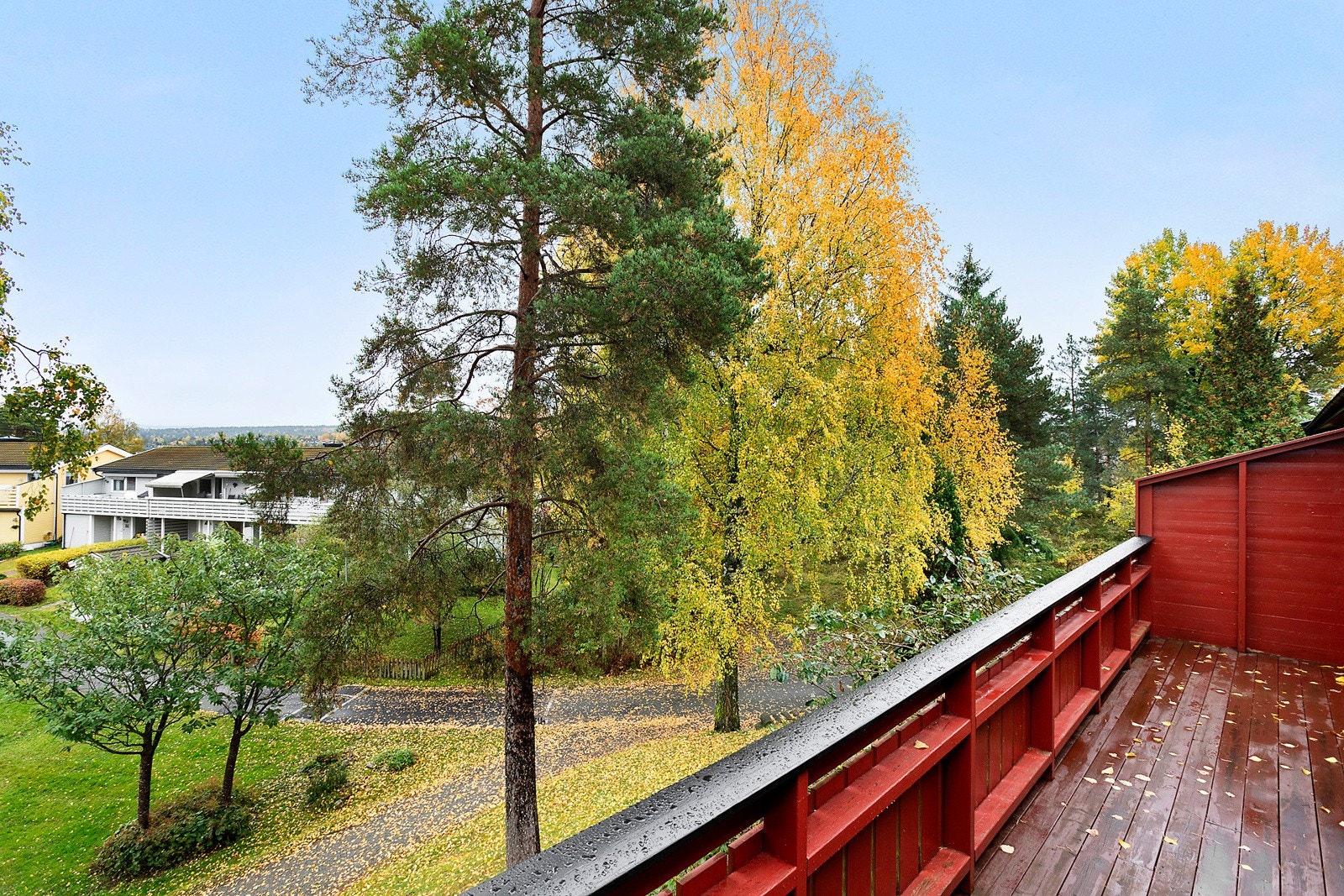 Huset vender mot grøntområde uten gjenboere og baksiden er skjermet Galleribilde