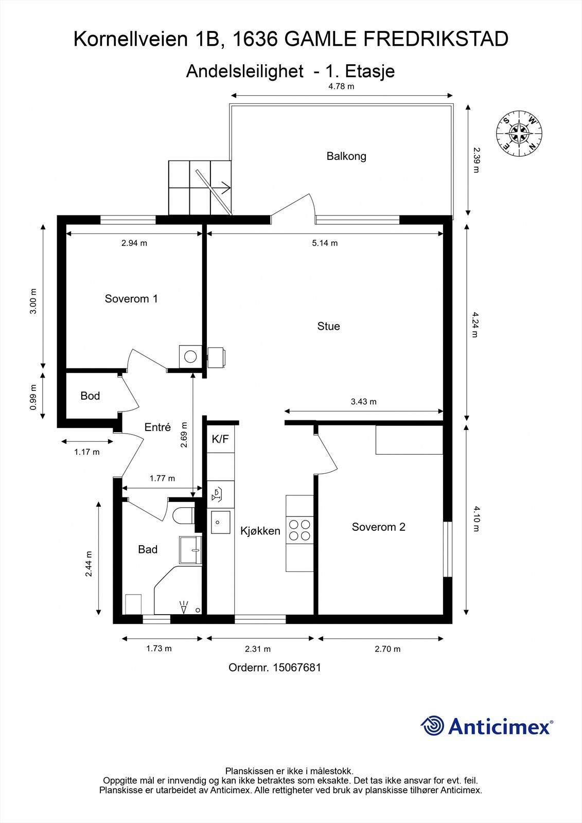 Leiligheten disponerer i tillegg loftsbod med ca. 12 kvm. gulvflate og to kjellerboder á ca. 6 kvm. Galleribilde