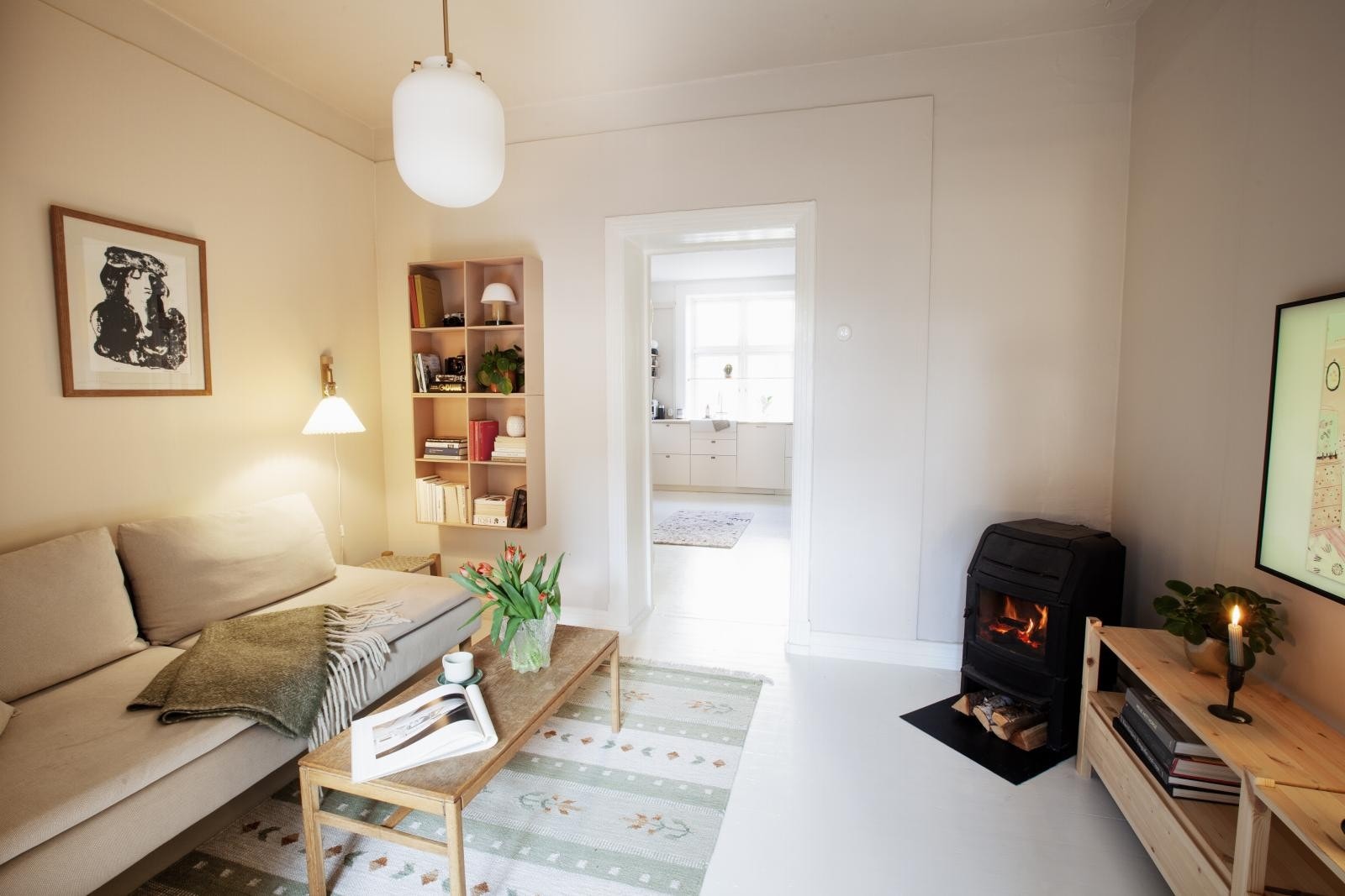 Peisovn med glassdører for ekstra hygge i den kalde årstiden. Galleribilde