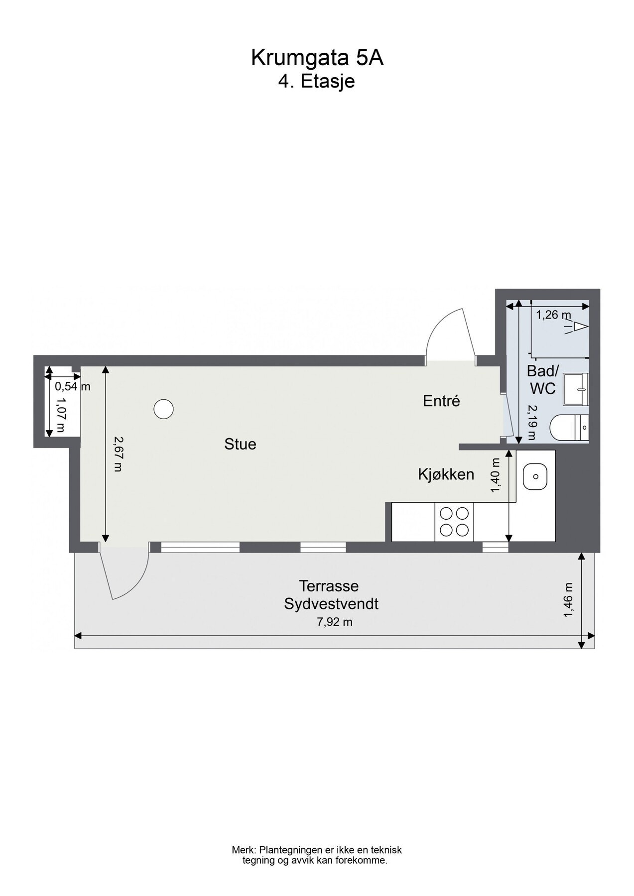 Plantegning. Leiligheten ligger i byggets øverste etasje med fantastisk internbeliggenhet! Galleribilde