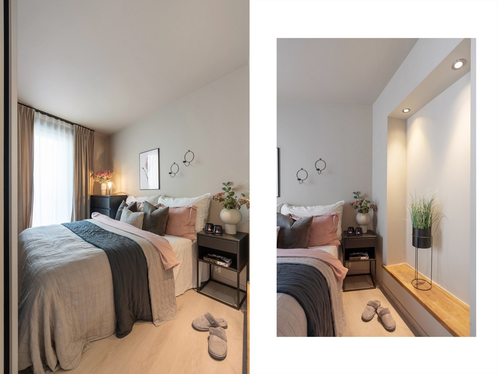 - Soverom på 7,7 m² med god plass til dobbeltseng, nattbord og kommode - Galleribilde