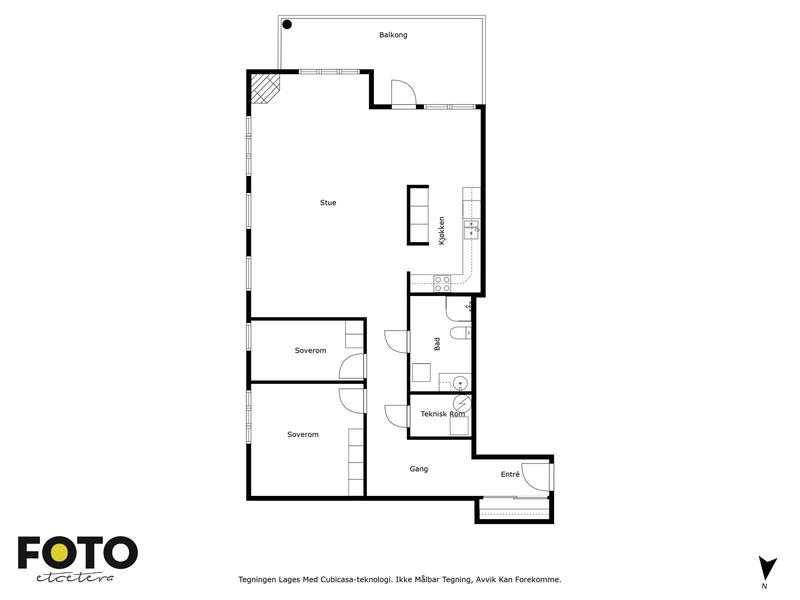 Stor og innholdsrik leilighet med mulighet for 3 soverom. Galleribilde