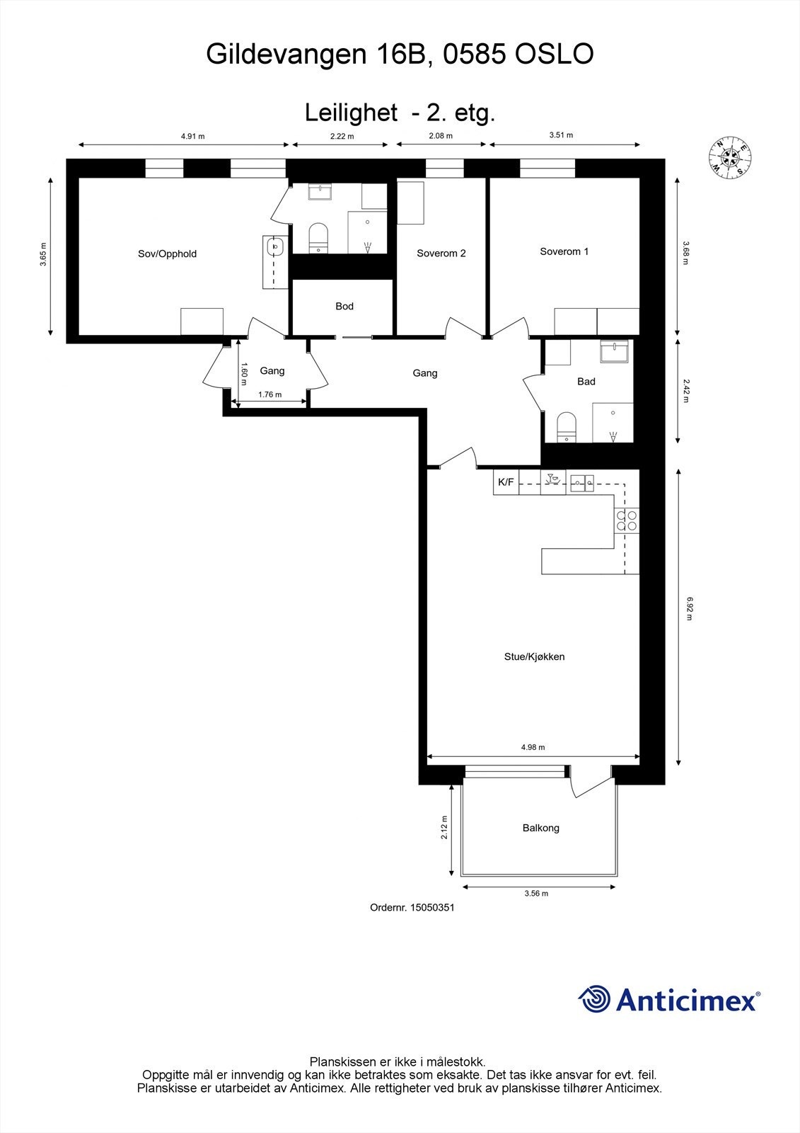 Målsatt plantegning Galleribilde