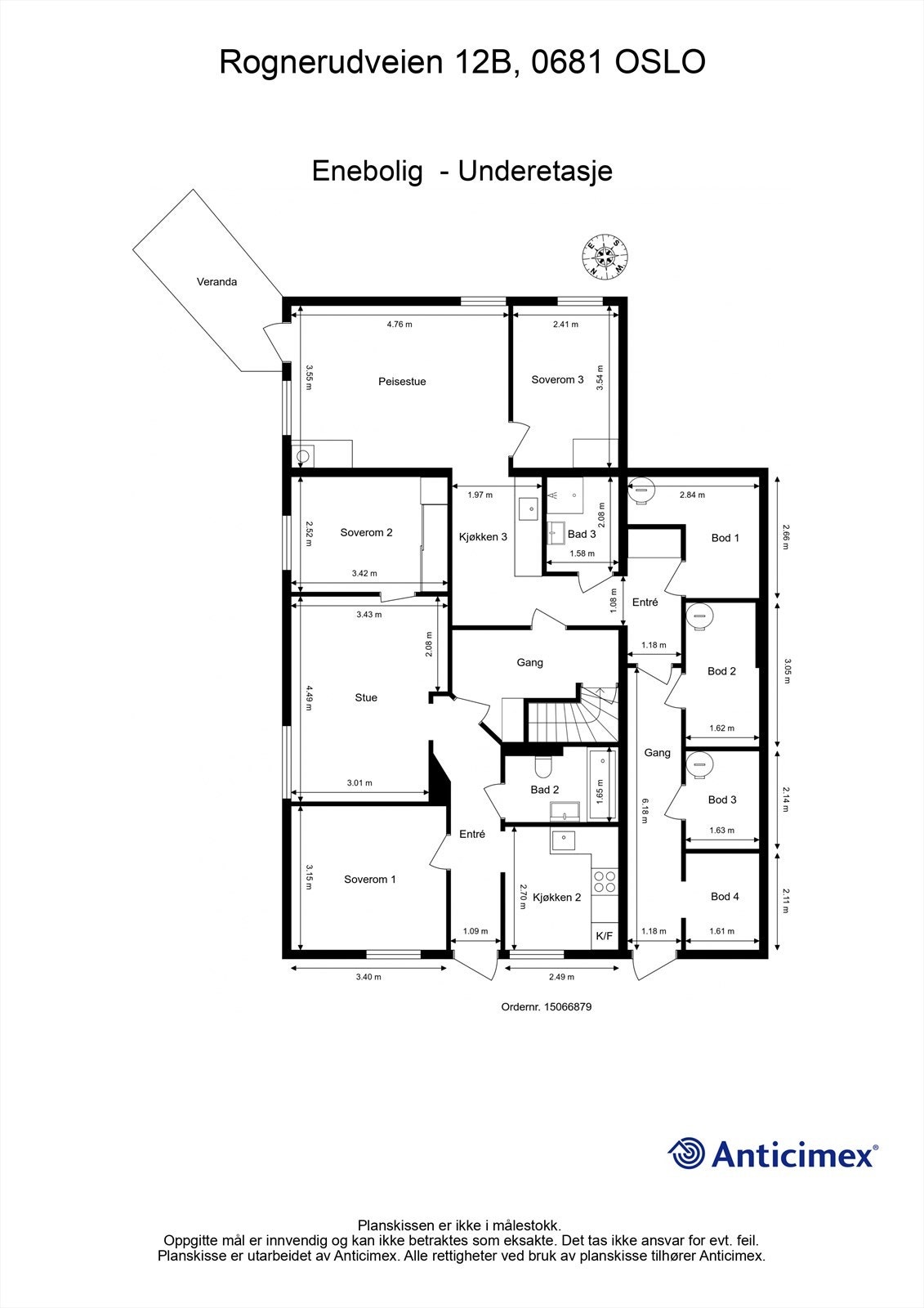 Plantegning midterste etasje. Galleribilde