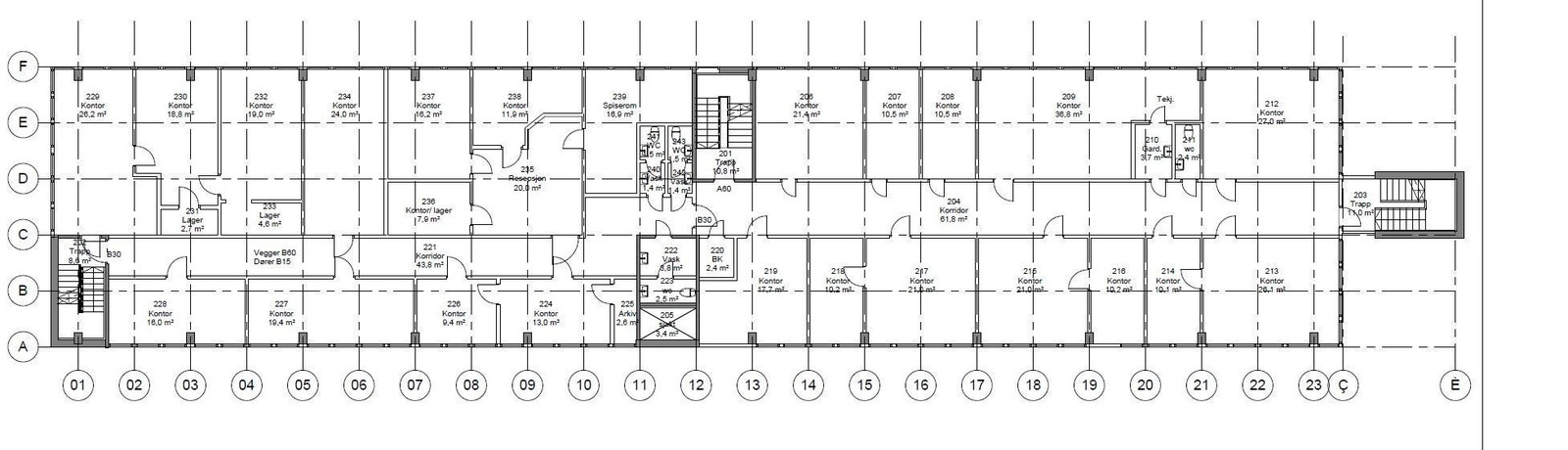 Plantegning 2 etasje - Lunheim kontorhotell Galleribilde