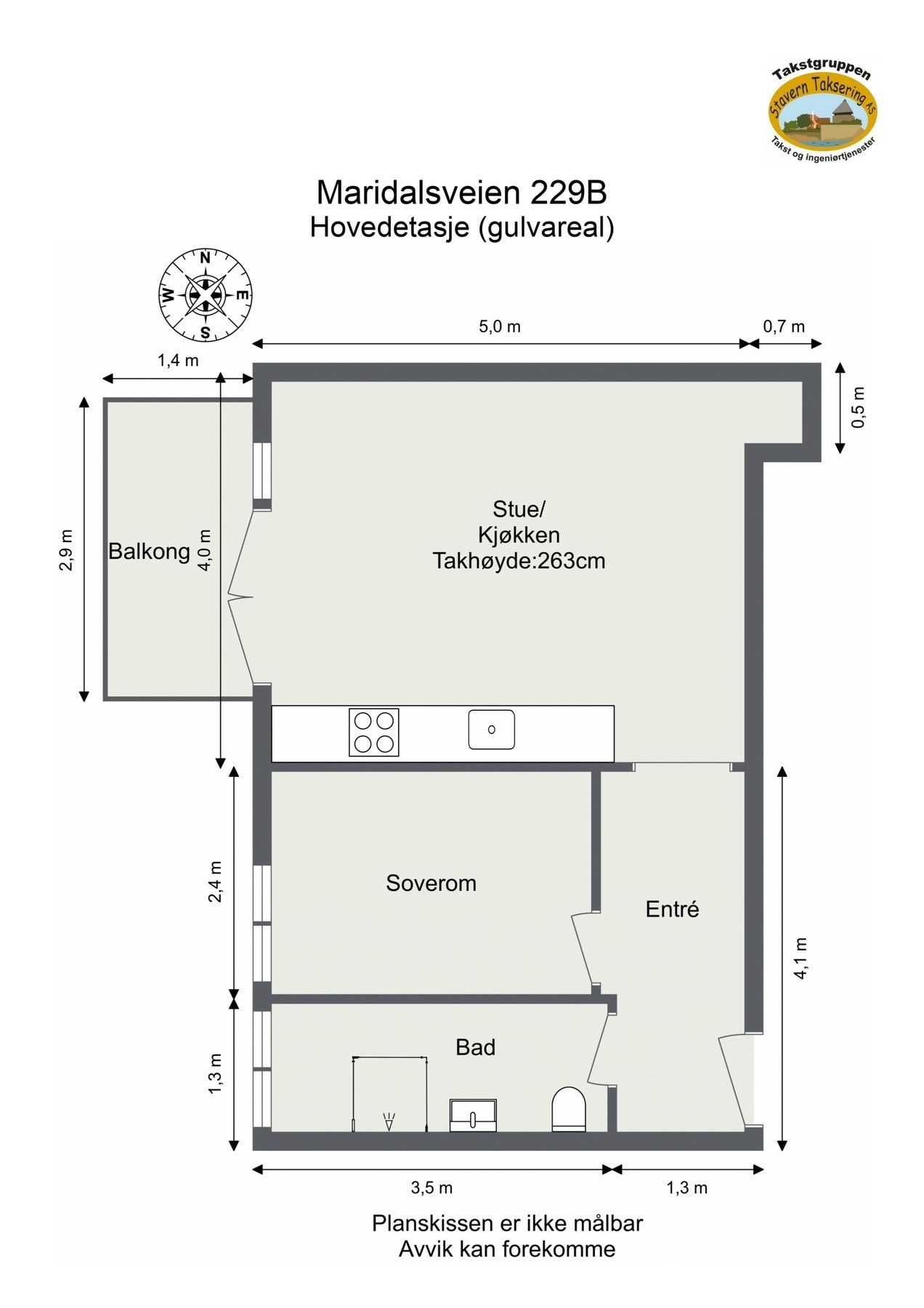 Målsatt plantegning Galleribilde