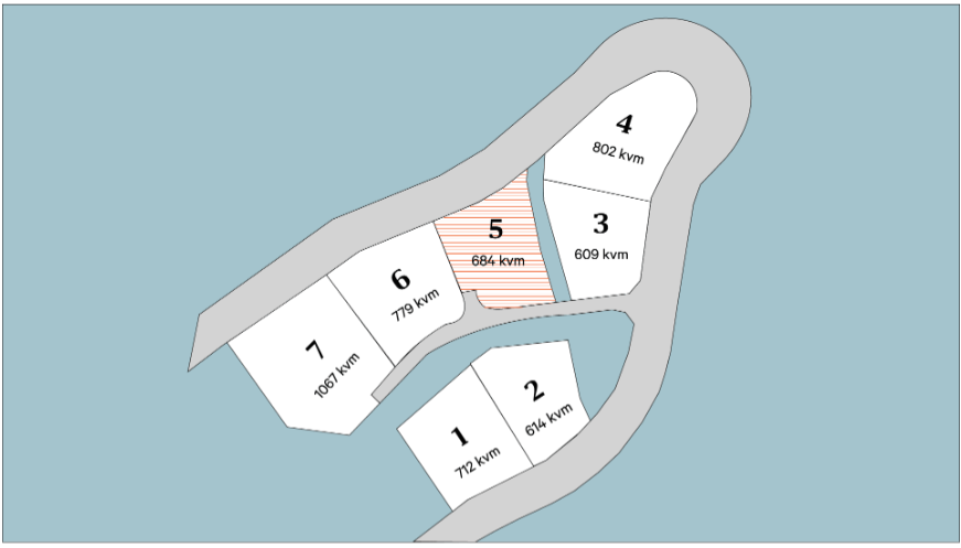 Tomtene som er til salgs er nummerert med 5 og 6. Galleribilde