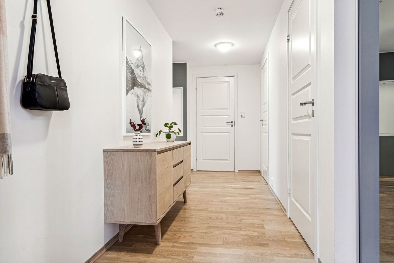 Du ønskes velkommen inn i en flott entrè/gang på hele 9 kvm. Her er det flere muligheter til å etablere oppbevaringsmuligheter til yttertøy. Galleribilde