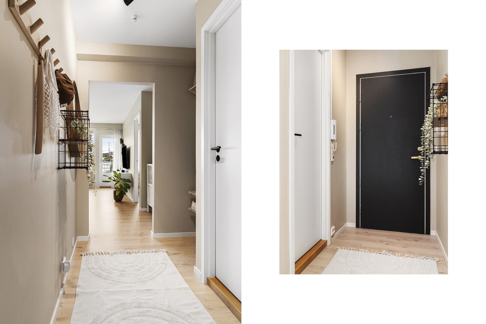 Velkommen inn! Trivelig inngangsparti som gir et godt førsteinntrykk på hva leiligheten videre har å by på. God plass til både yttertøy og sko Galleribilde