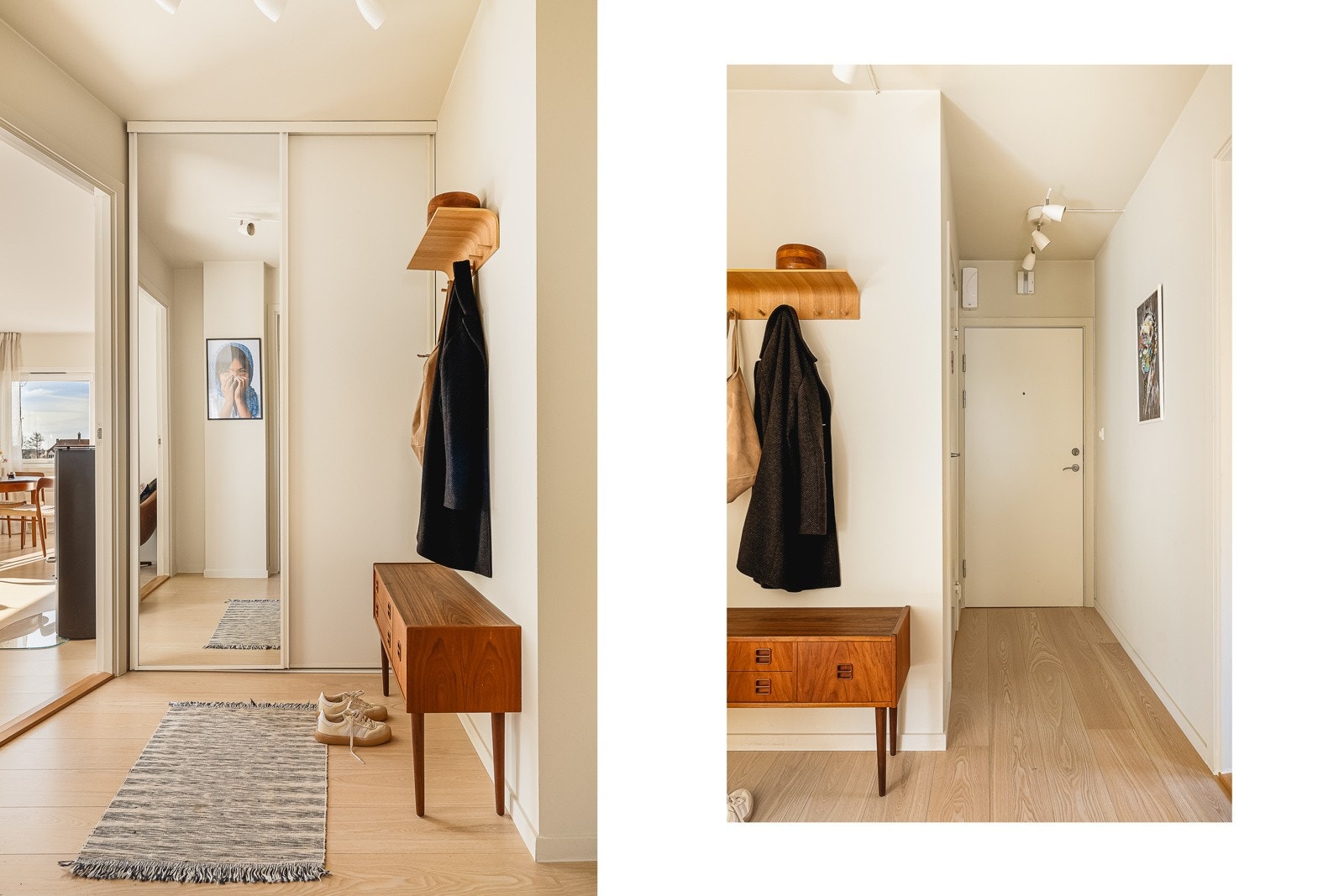 Det første som møter deg er lys og lun gang med god lagringsplass med både garderobeskap og klesoppheng. Galleribilde