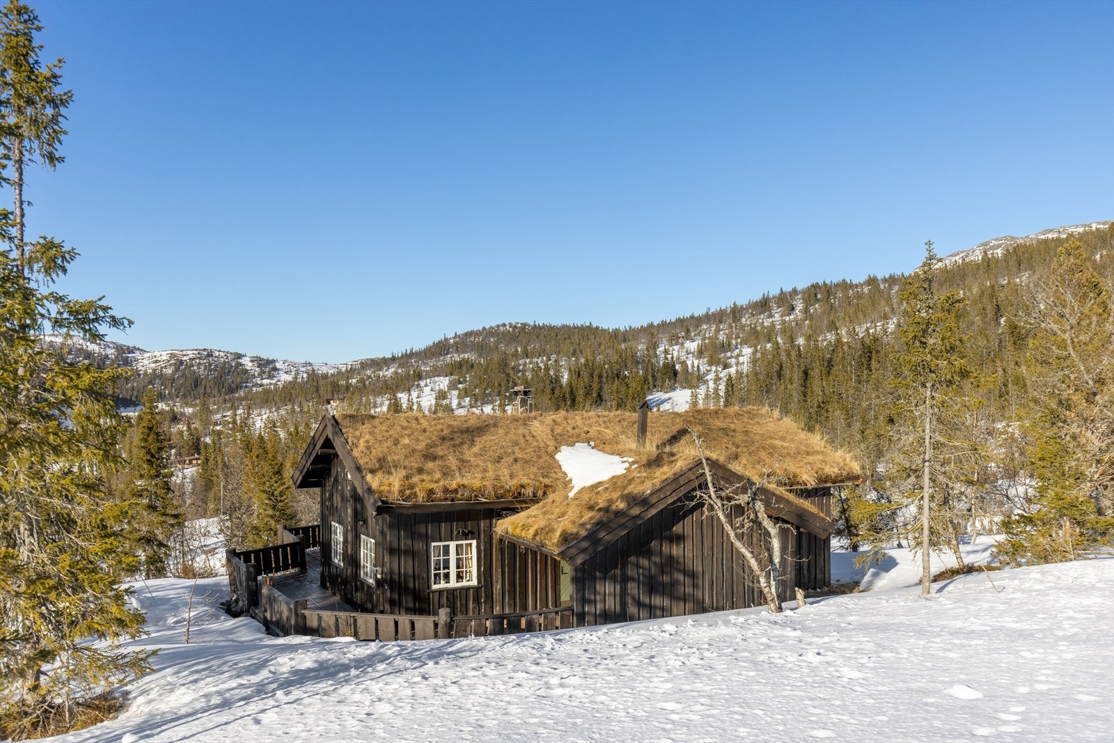 En flott familiehytte hvor naturen omfavner deg og fjellene kaller. Hytten ligger i et stille og rolig hyttefelt med god plass mellom hyttene. Galleribilde