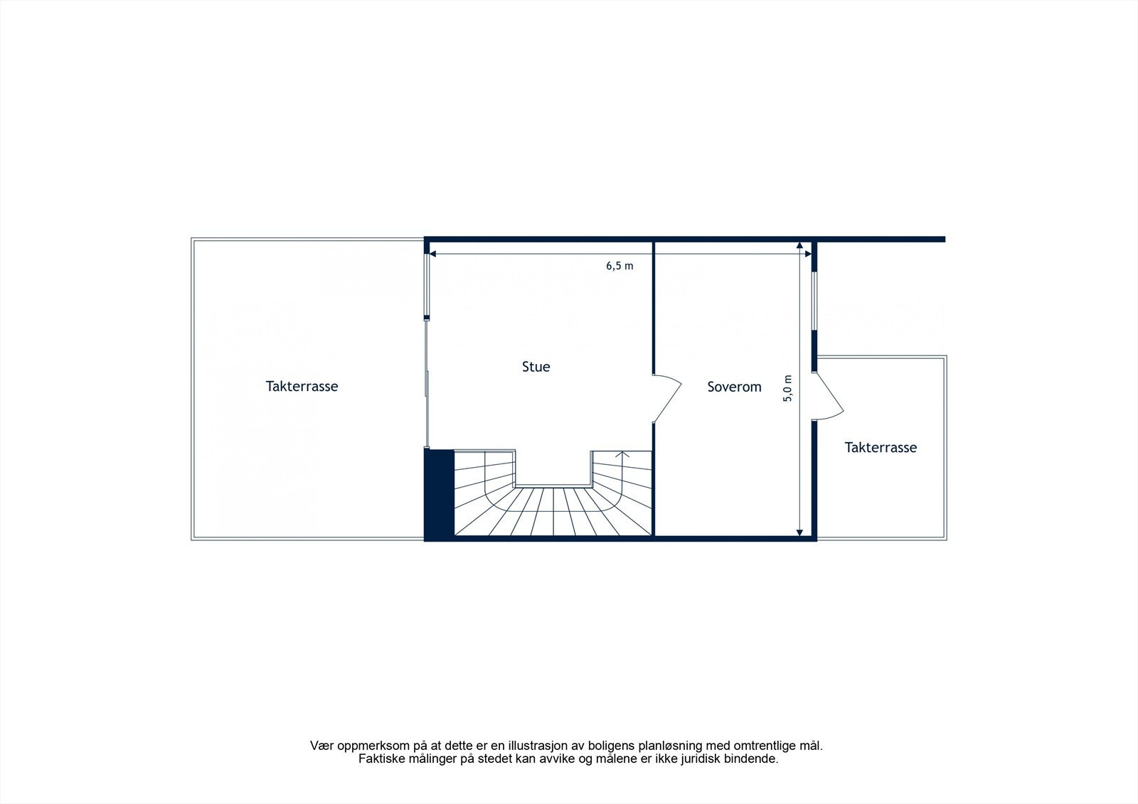 3. etasje/loftsetasje: Internt bruksareal utgjør 33 kvm. og omfattes av stue og soverom. Galleribilde