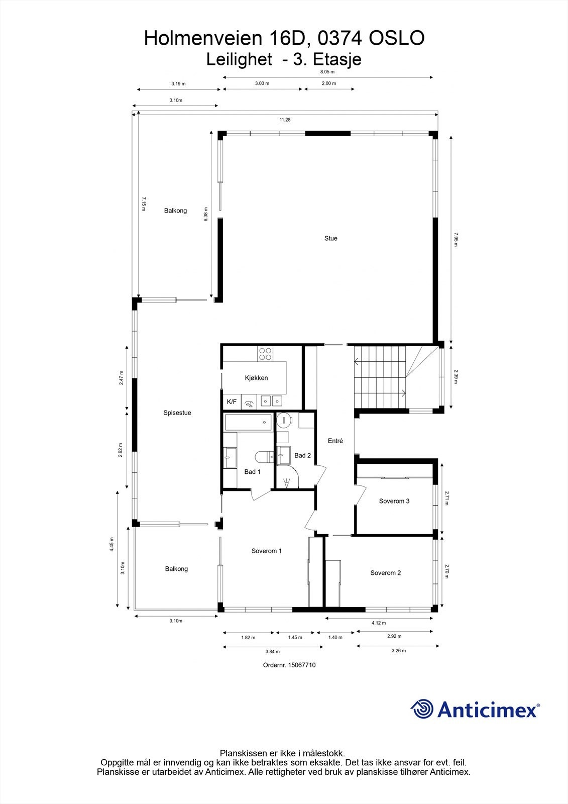 Plantegning over leiligheten Galleribilde