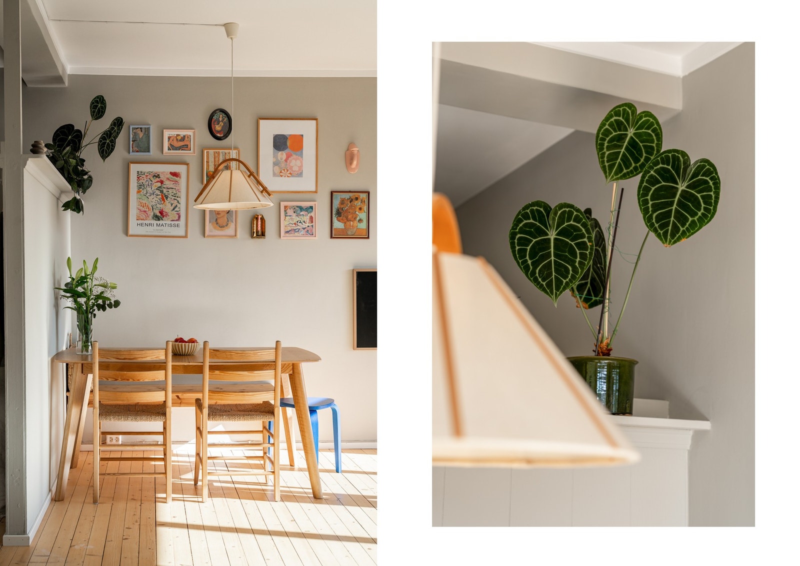 Stuen har plass til et spisebord som skaper et naturlig samlingspunkt Galleribilde