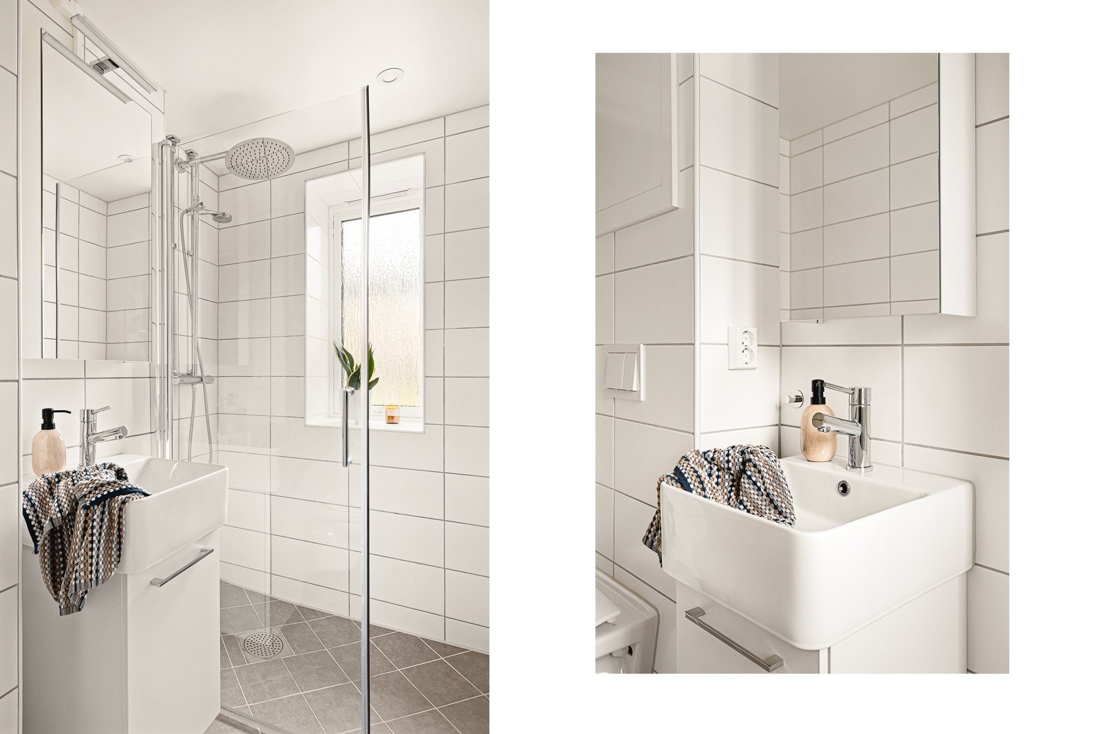 - Det er varmekabler i gulv, fordelerskap for rør i rør og spotlights i himling - Galleribilde