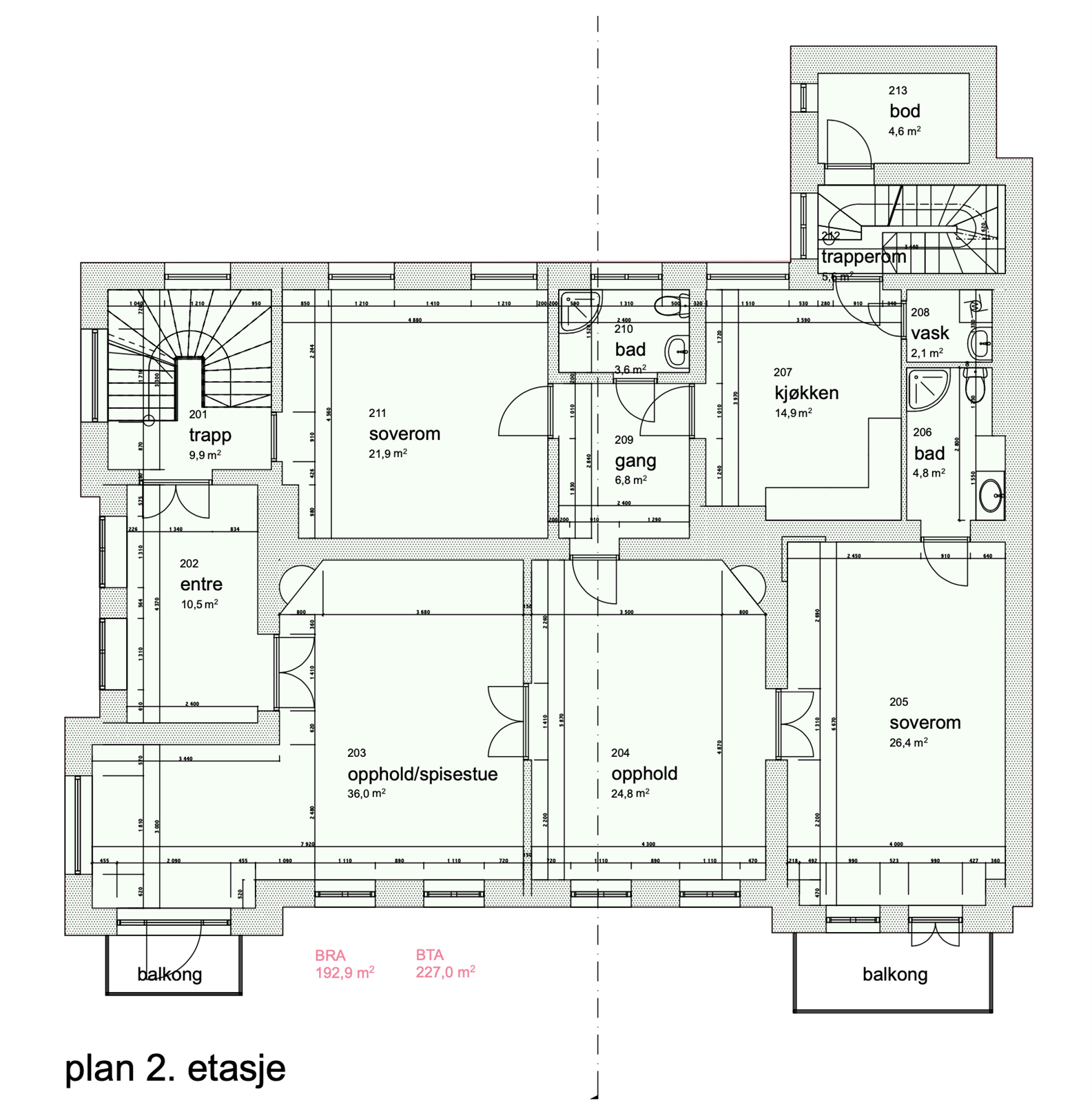 Planskisse 2. etasje. Leilighet. Galleribilde