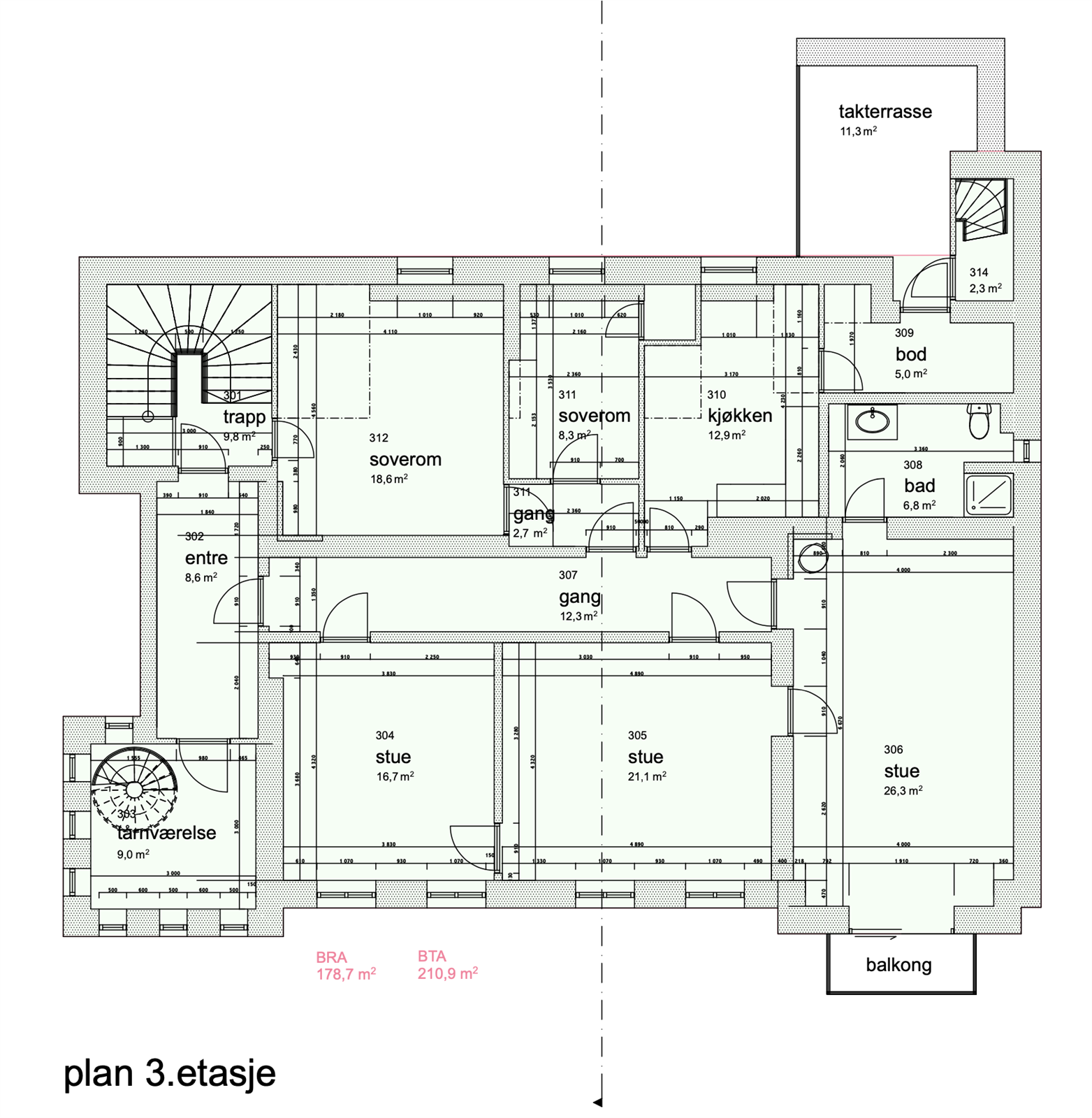 Planskisse 3. etasje. Leilighet. Galleribilde