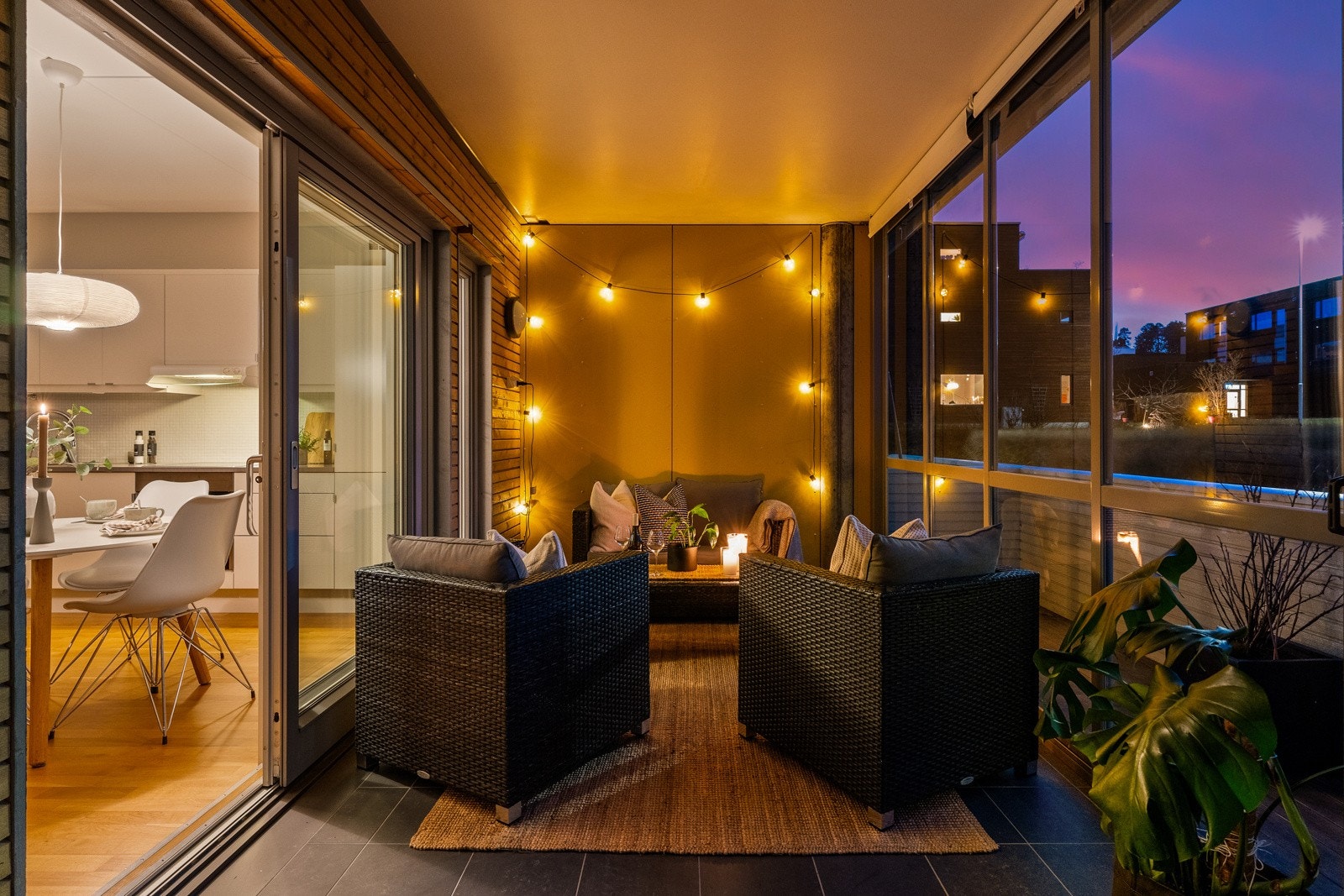 Terrassen er innglasset og måler 18 m². Galleribilde